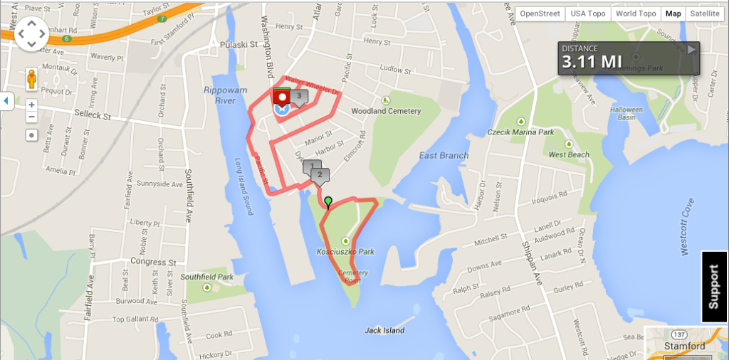 Stamford 5K race map